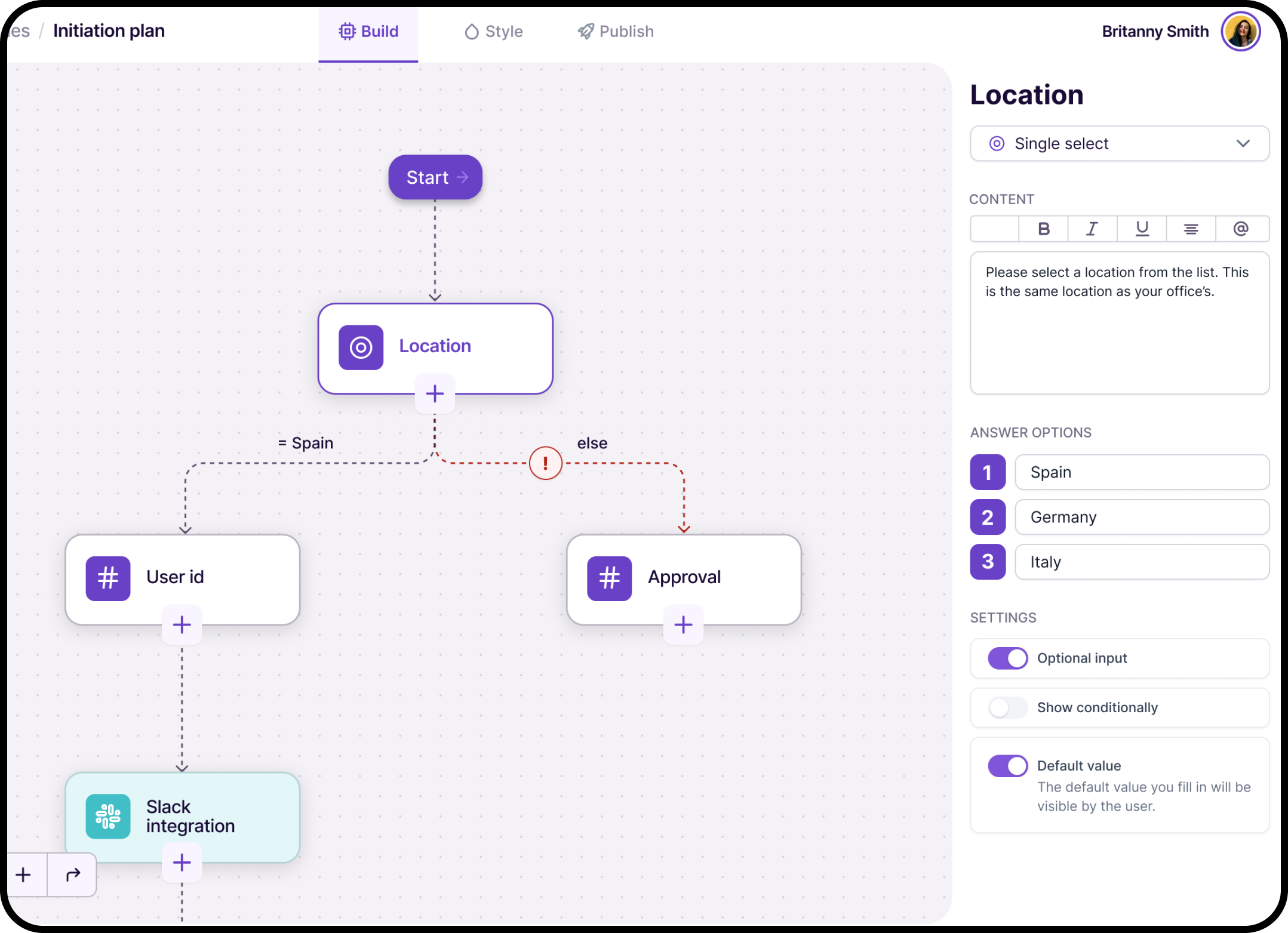 a screenshot of BRYTER, a platform of AI Workflow Automation for Legal and Compliance