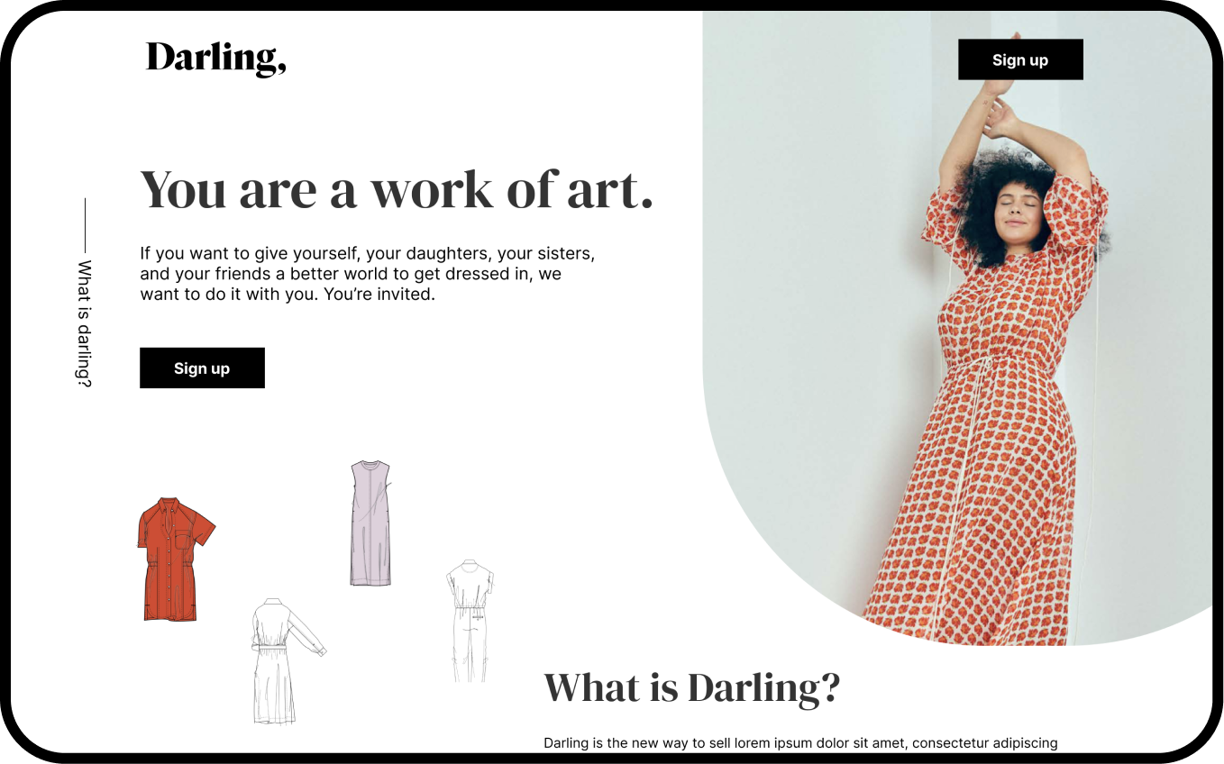 a screenshot of the Darling website, a lifestyle brand that reminds women of their beauty