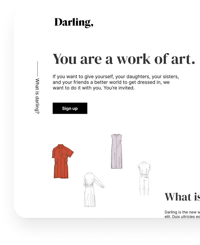 a screenshot of the Darling website, a lifestyle brand that reminds women of their beauty